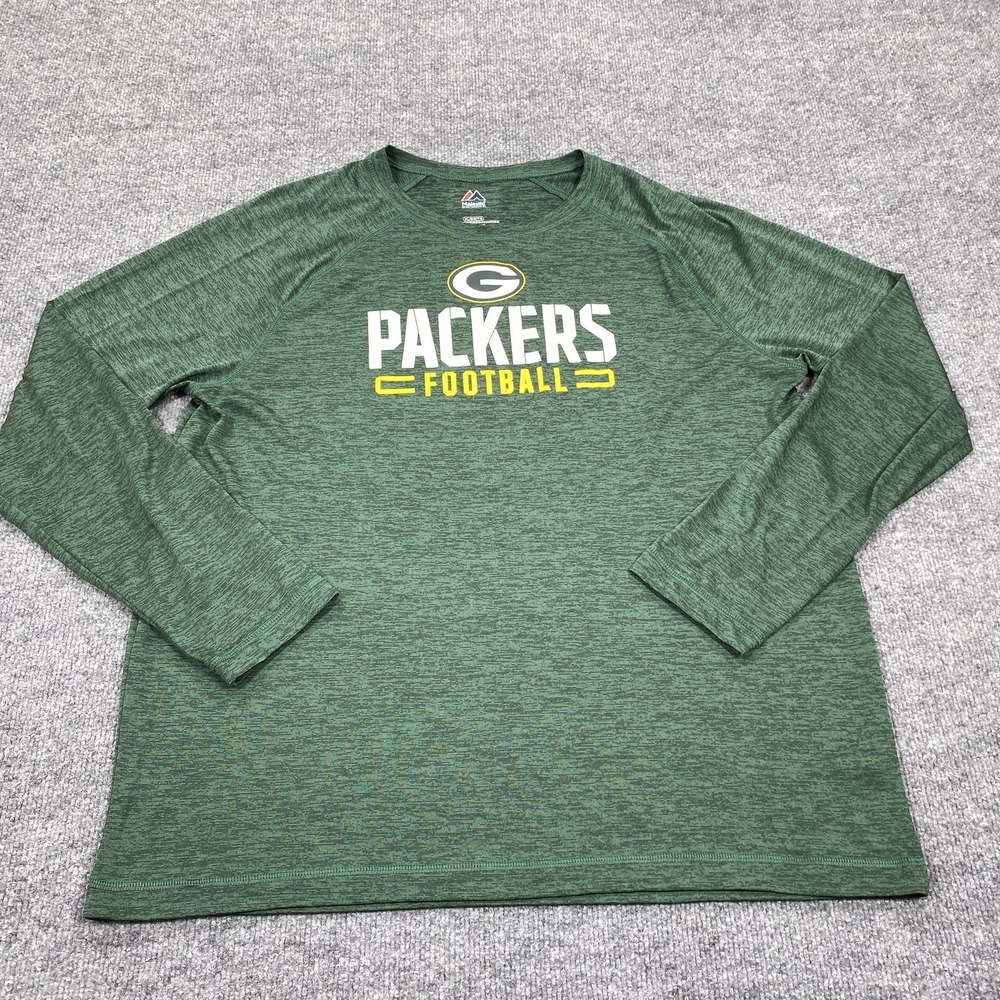 Green Bay Packers Shirt Mens XL Green NFL Football Majestic Long Sleeve